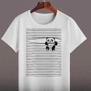 PANDA ON STRING HALF SLEEVES T-SHIRT